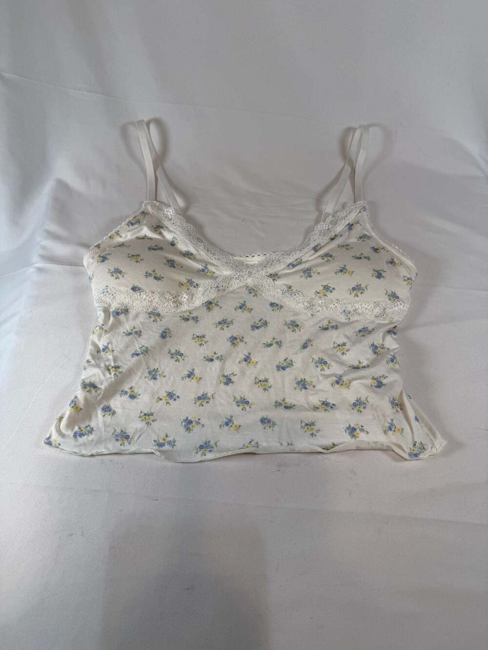 Laura Ashley Camisole Size L Floral Lace Trim Cami Top Cottagecore/Coquette: dit